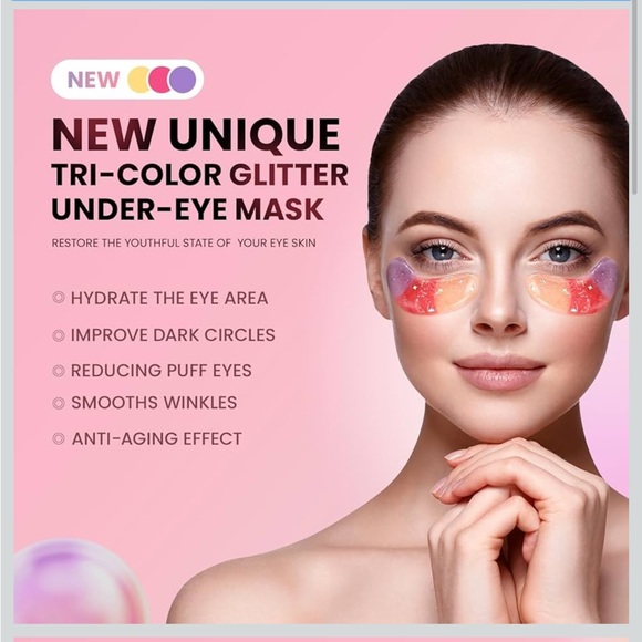 Pink Glitter Eye Mask - Hydrating Under-Eye Patches (12 Pairs) - Picture 3 of 9